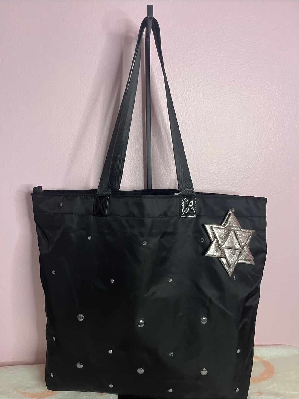 Bath & Body Works Black Tote with Silver Star Patch
